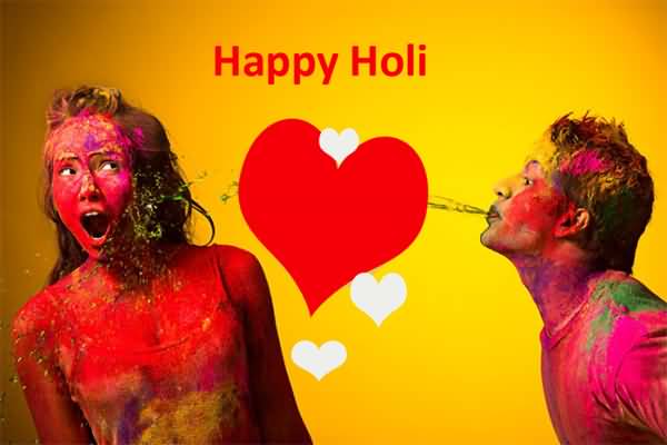 Happy Holi Couple Playing Hooli Greeting Card
