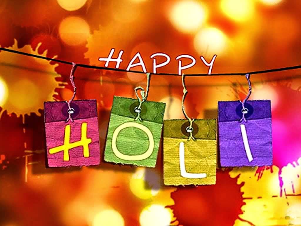 Happy Holi Hanging Text Picture