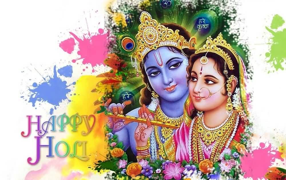 Happy Holi Lord Krishna And Radhe Wallpaper