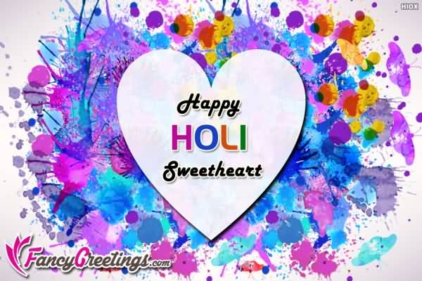Happy Holi Sweetheart Heart Greeting Card