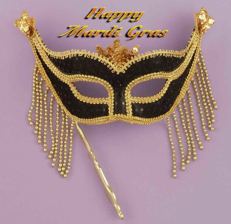 Happy Mardi Gras 2017 Gold And Black Eye Mask Picture