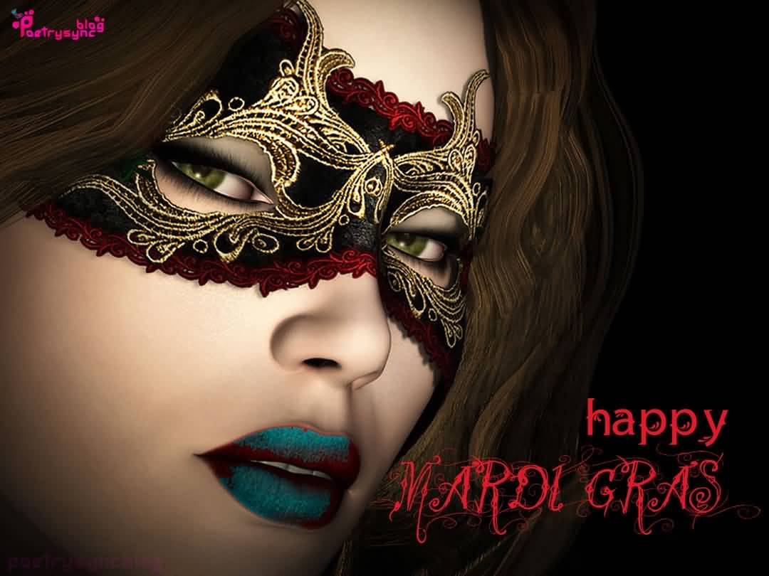 Happy Mardi Gras Beautiful Girl With Eye Mask