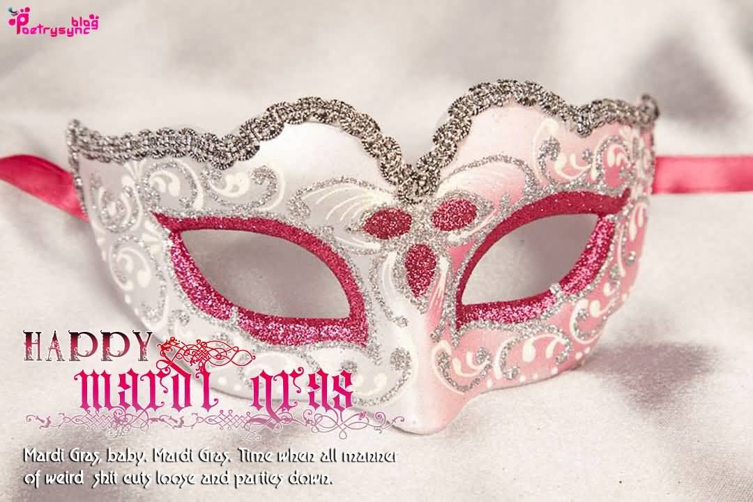 Happy Mardi Gras Beautiful Pink Eye Mask