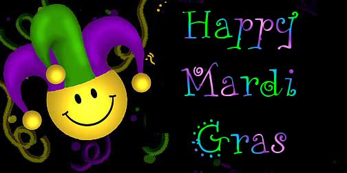 Happy Mardi Gras Smiley With Clown Hat Greeting Card