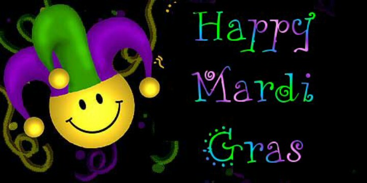 Happy Mardi Gras Smiley With Clown Hat