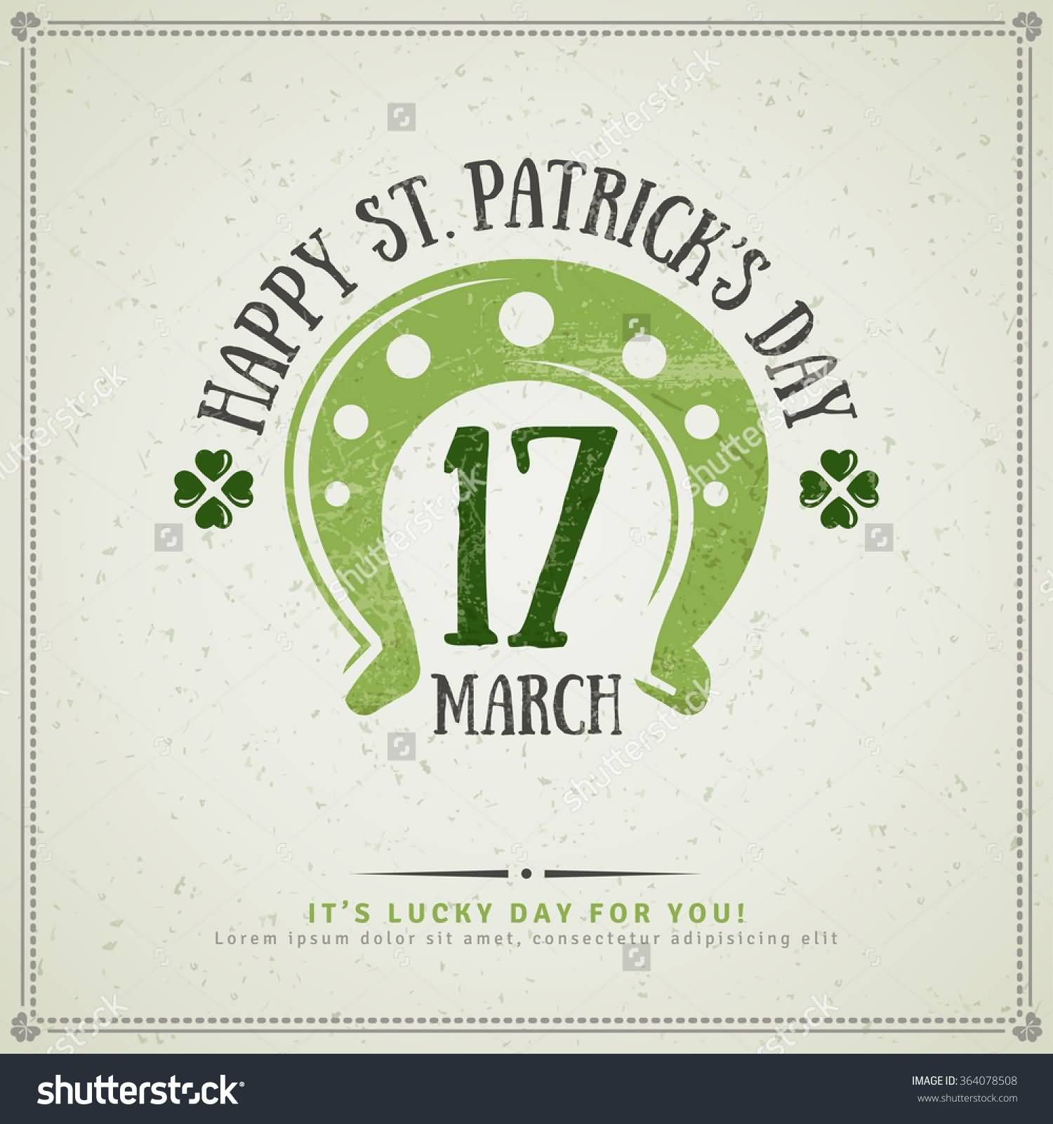 Happy Saint Patrick’s Day 17 March Horse Shoe Greeting Card
