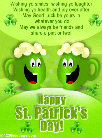 Happy Saint Patrick's Day 2017 Beer Mugs Animated Picture