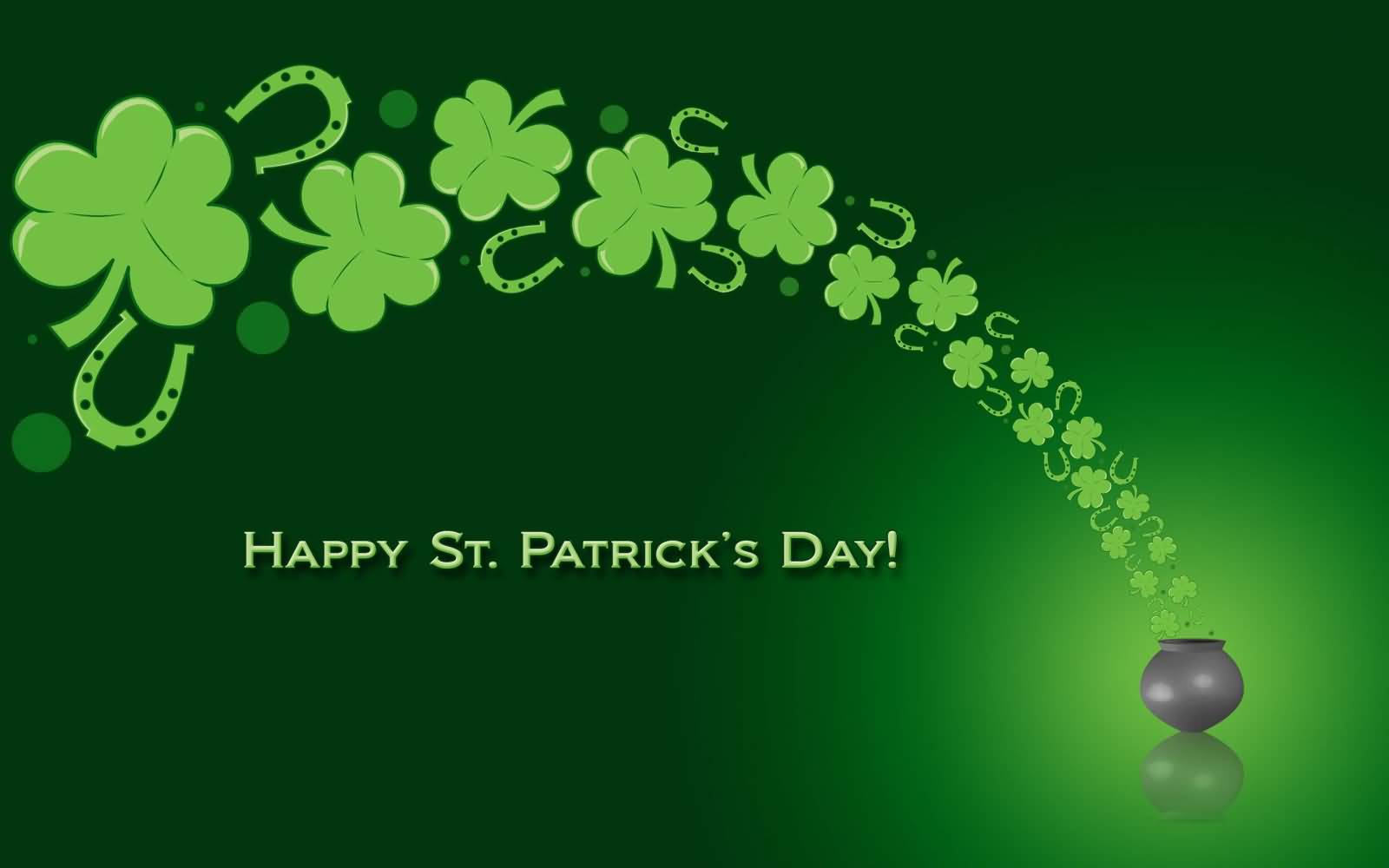 Happy Saint Patrick's Day Clover Leafs In Pot Wallpaper