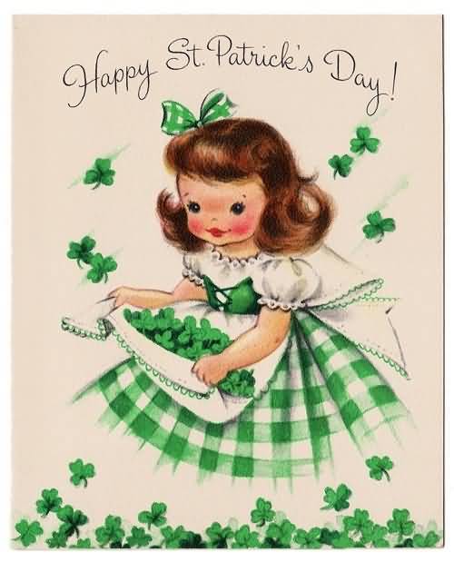 Happy Saint Patrick's Day Cute Little Irish Girl Greeting Card