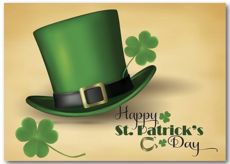 Happy Saint Patrick's Day Hat And Horse Shoe Greeting Card