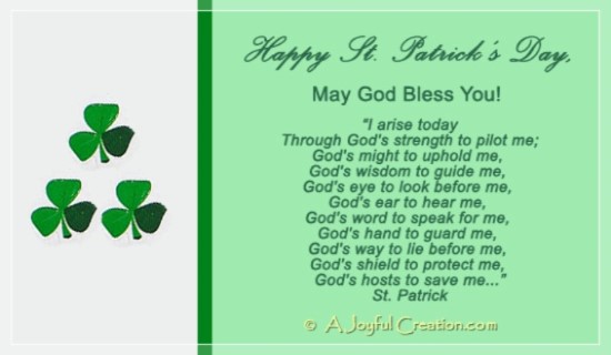 Happy Saint Patrick's Day May God Bless You