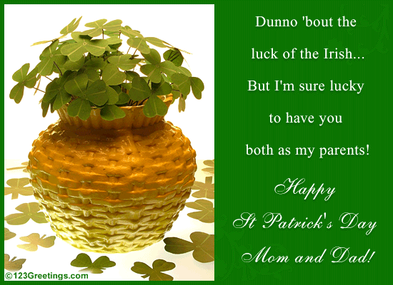 Happy Saint Patrick's Day  Mom And Dad Greeting Card