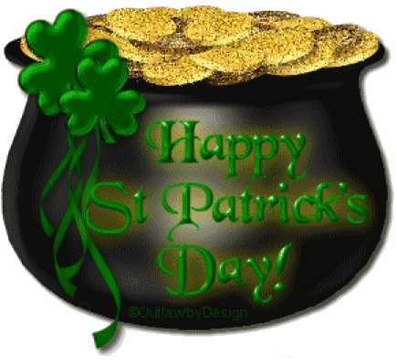 Happy Saint Patrick’s Day Pot Of Gold Coins Glitter Card