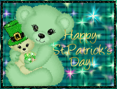 Happy Saint Patrick's Day Teddy With Tiny Teddy Glitter Picture