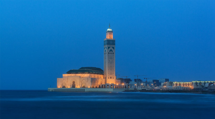 Hassan II Mosque Lit Up At Night