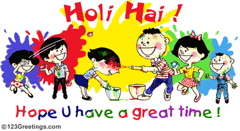 Holi Hai Hope You Have A Great Time Kids Playing Holi Animated Picture