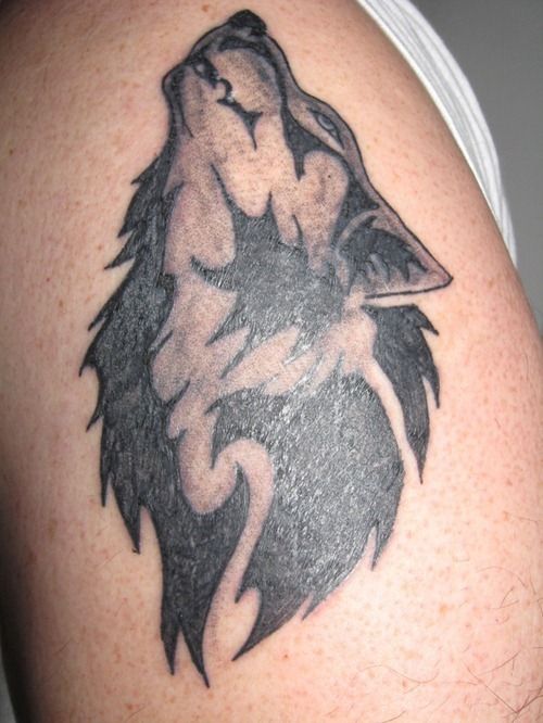 Howling Wolf Tattoo On Left Shoulder