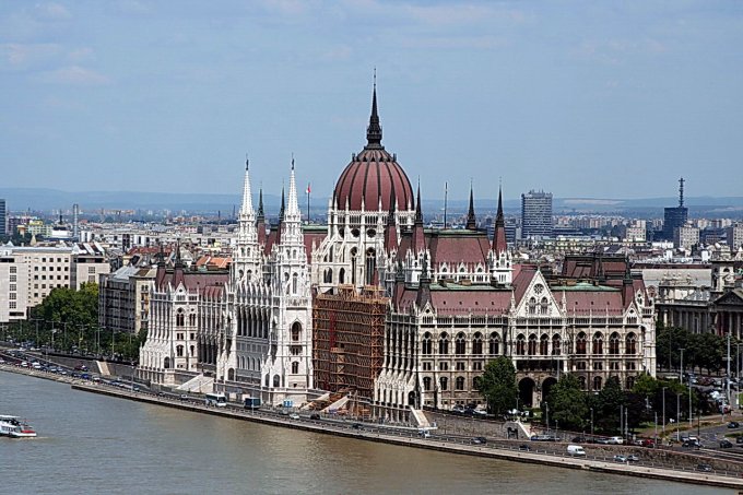 Hungarian Parliament Building And Danube River