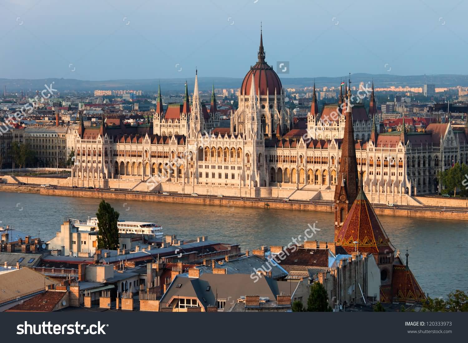 Hungarian Parliament Building At Sunset In City Of Budapest