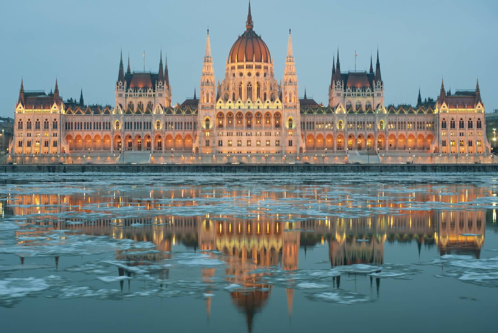 Hungarian Parliament Building At Winter