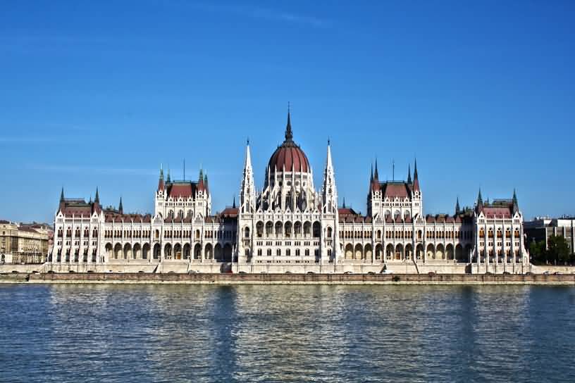 Hungarian Parliament Building View Across The River