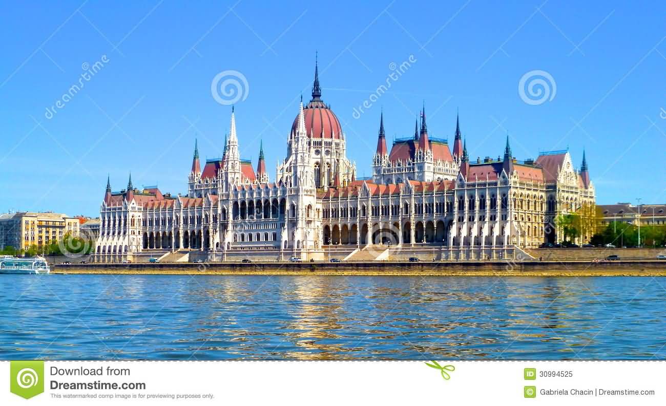 Hungarian Parliament Building View Across The River