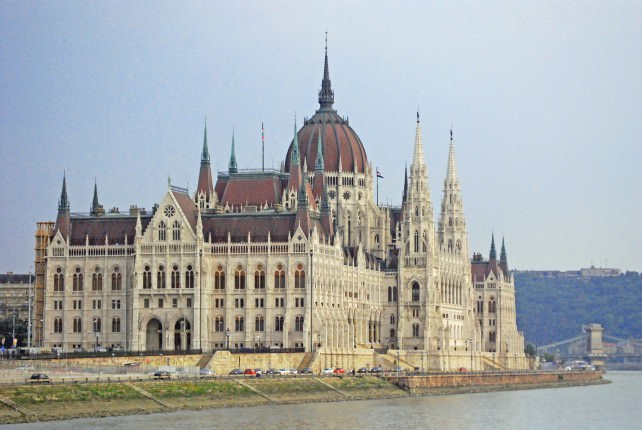 Hungarian Parliament Building View From Chain Bridge