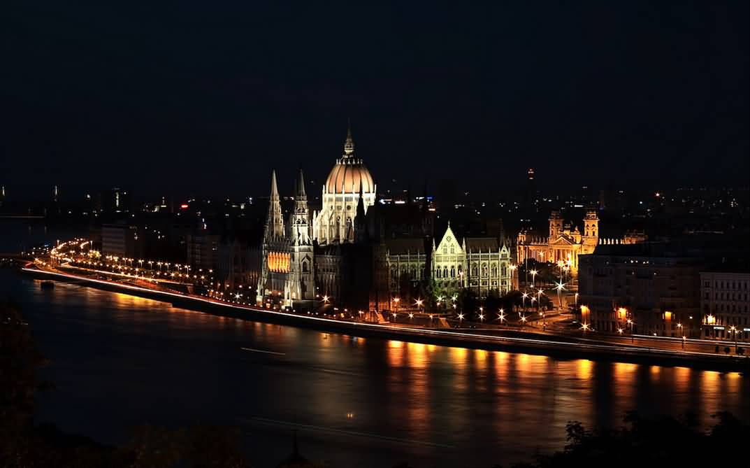 Hungarian Parliament By Night
