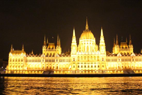 Hungarian Parliament Lit Up At Night
