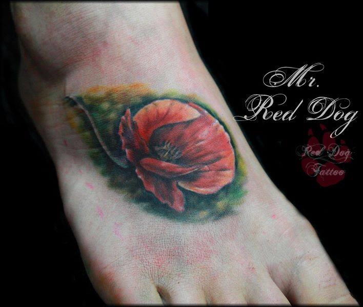 Impressive Flower Tattoo On Right Foot