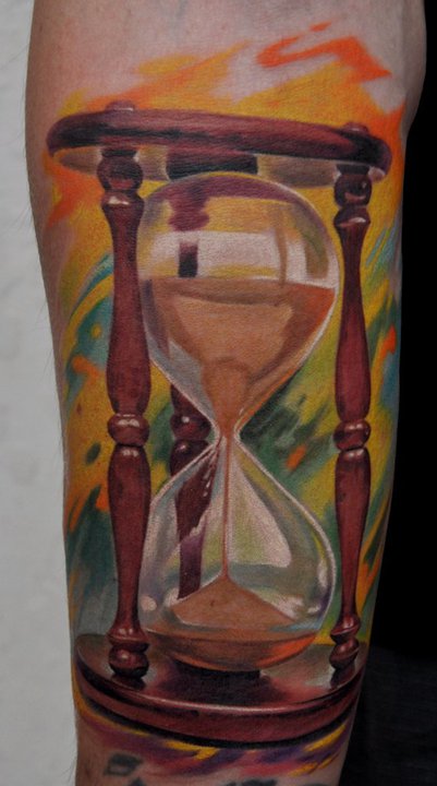 Impressive Hourglass Tattoo On Forearm By Dmitriy Samohin