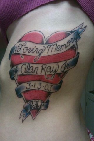 In Loving Memory Of Alan Ray Memorial Tattoo On Girl Side Rib