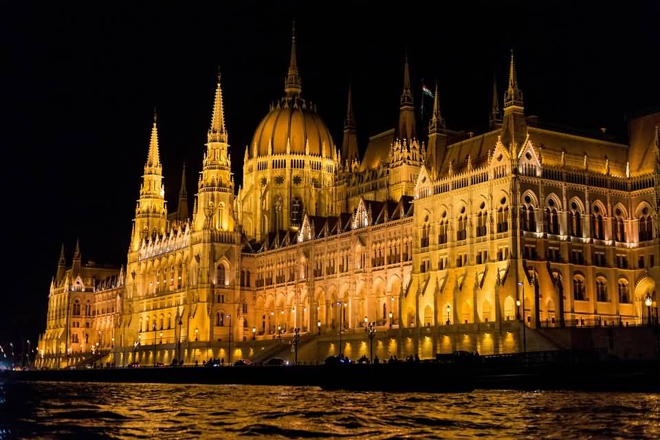 Incredible Night View Of The Hungarian Parliament Building