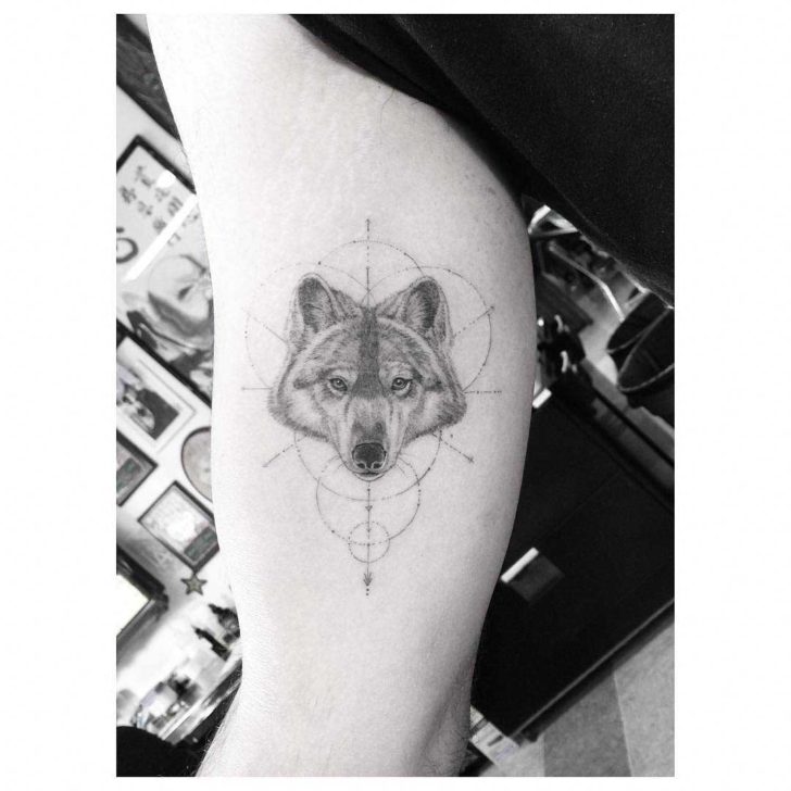 Inner Bicep Wolf Head Tattoo