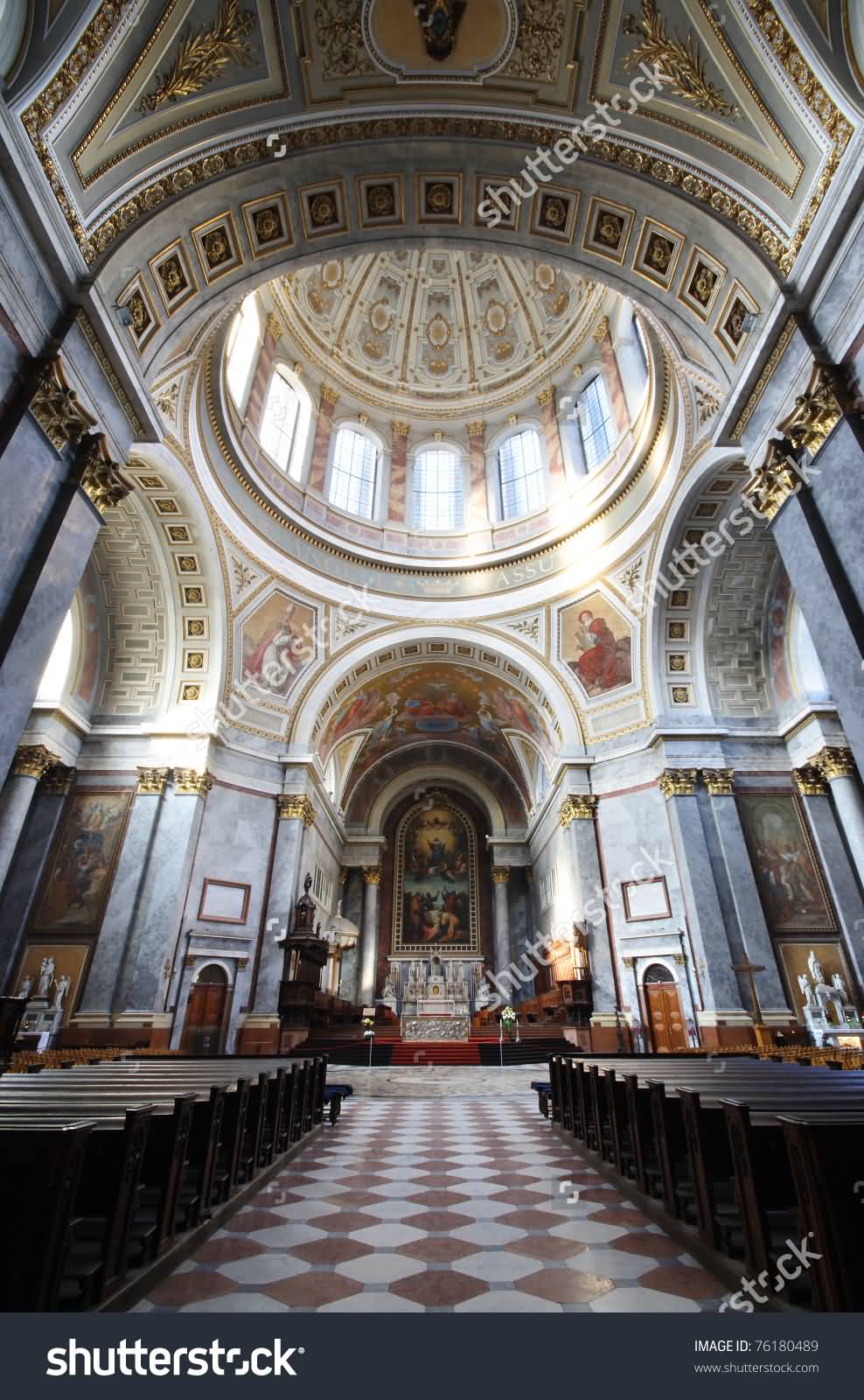 Inside Altar View Of The Esztergom Basilica In Hungary
