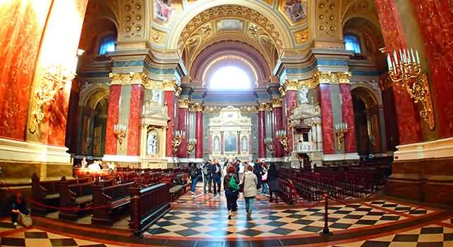 Inside Of St. Stephen’s Basilica In Budapest, Hungary