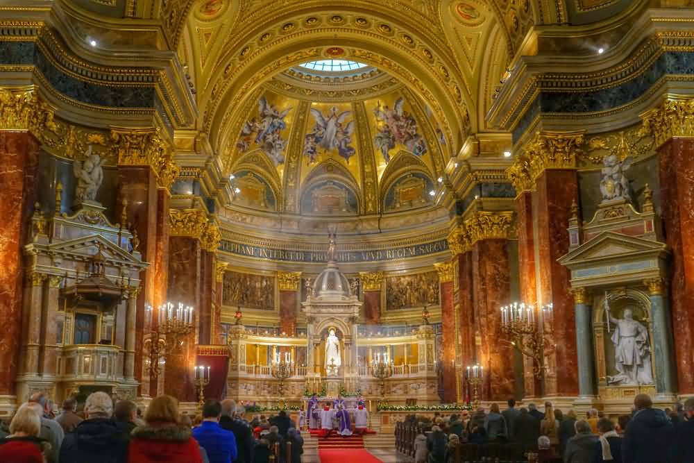 Interior Of St. Stephen’s Basilica In Budapest, Hungary
