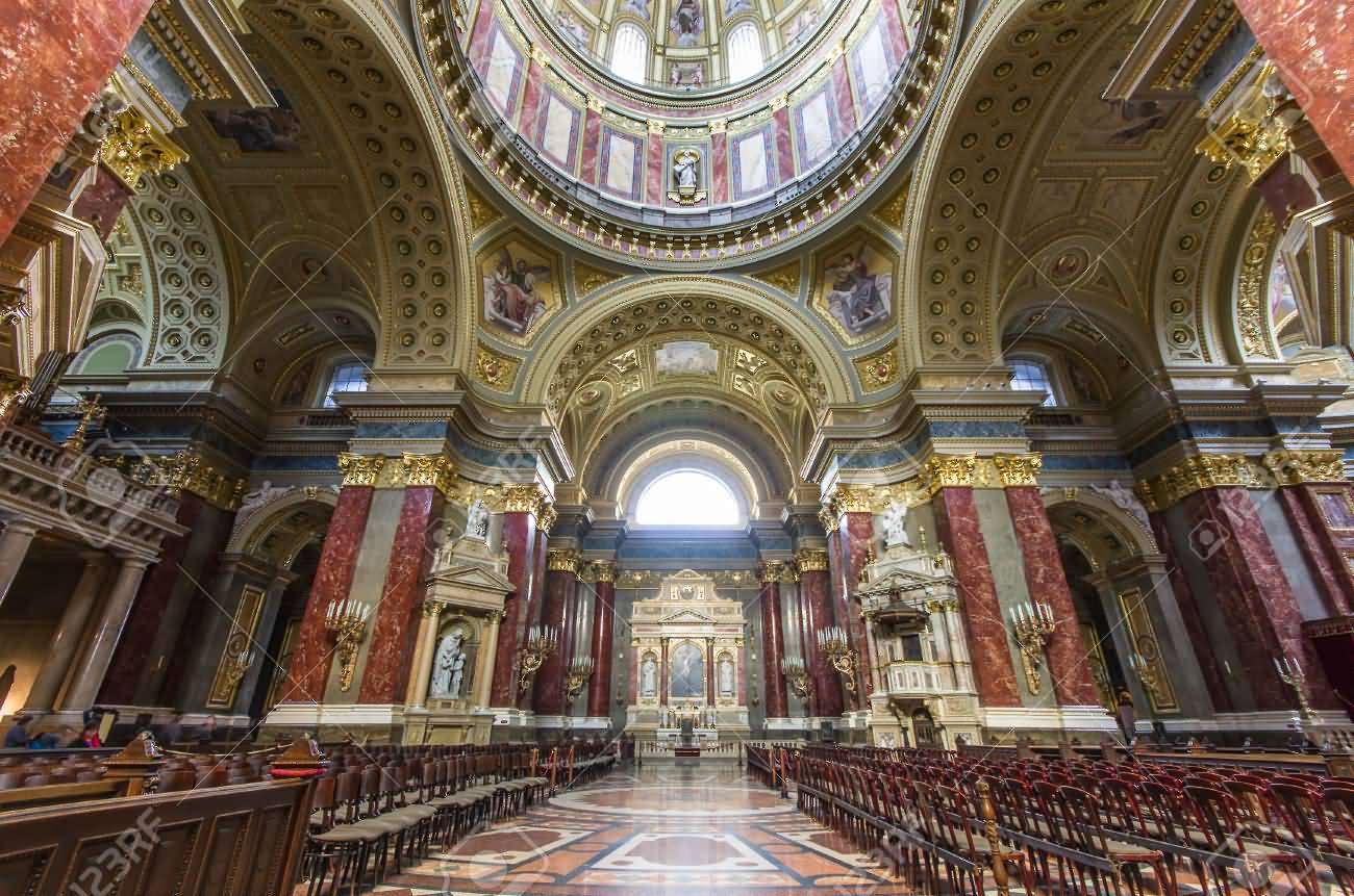 Interior Of St. Stephen's Basilica In Budapest