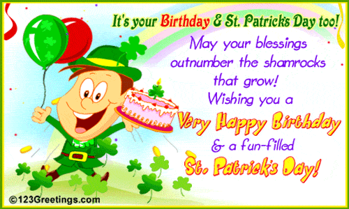 It's Your Birthday And Saint Patrick's Day Too Animated Greeting Card