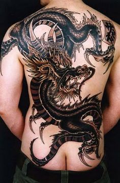 Japanese Dragon Tattoo On Man Full Back