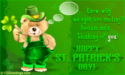 Know Why Me Eyes Are Smiling Because Me’s Thinking Of You Happy Saint Patrick’s Day Animated Picture