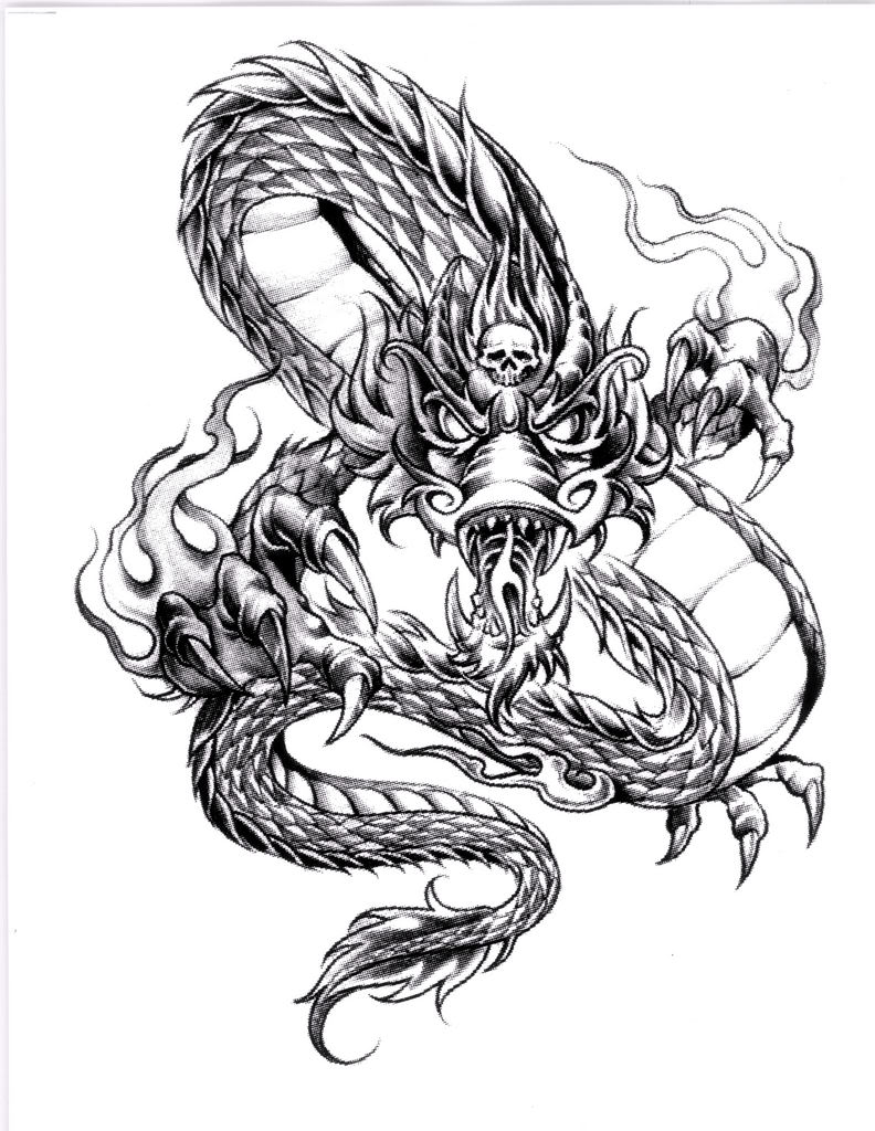 Latest Black Ink Dragon Tattoo Design