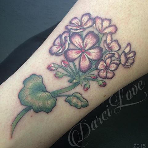 Latest Geranium Flowers Tattoo Design For Sleeve