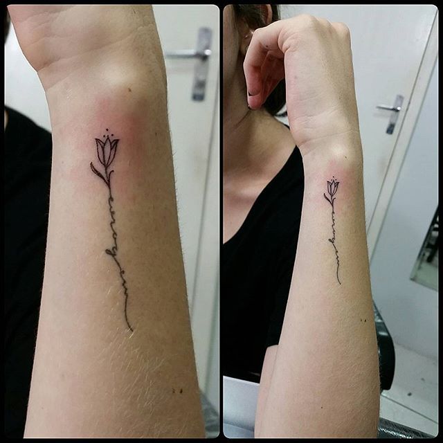 Left Arm Tulip Tattoo For Women