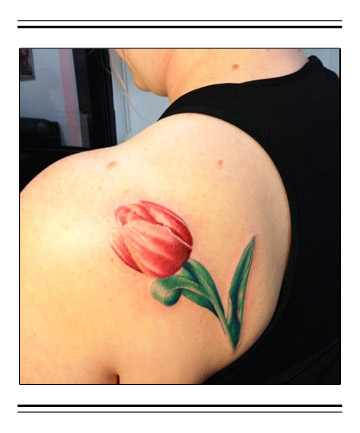 Left Back Shoulder Tulip Tattoo