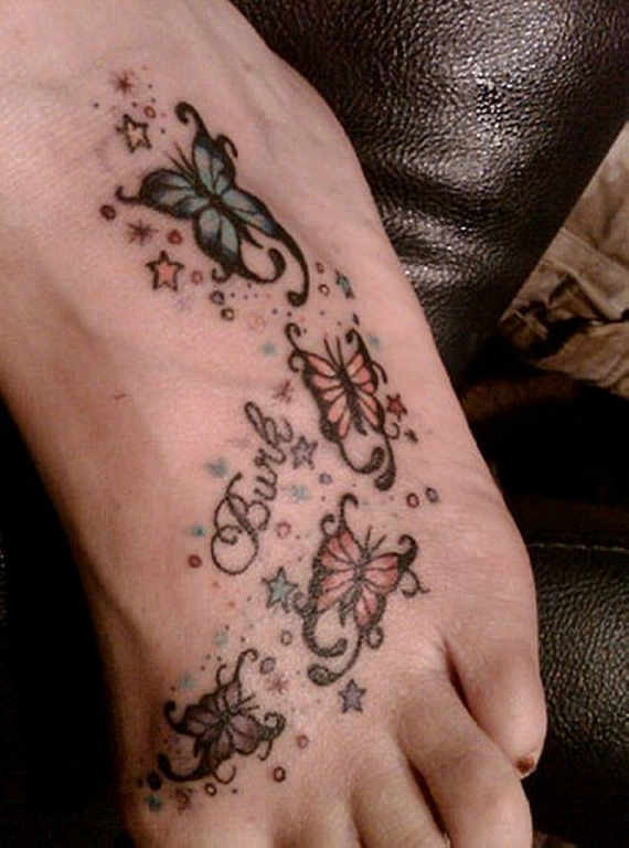 Left Foot Butterfly Tattoos For Girls