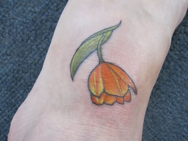Left Foot Tulip Flower Tattoo