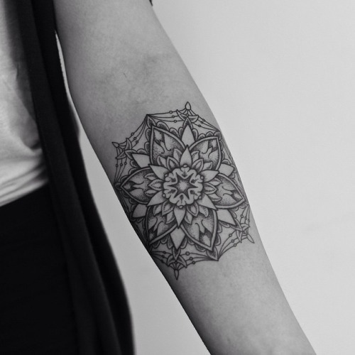 Left Forearm Mandala Flower Tattoo