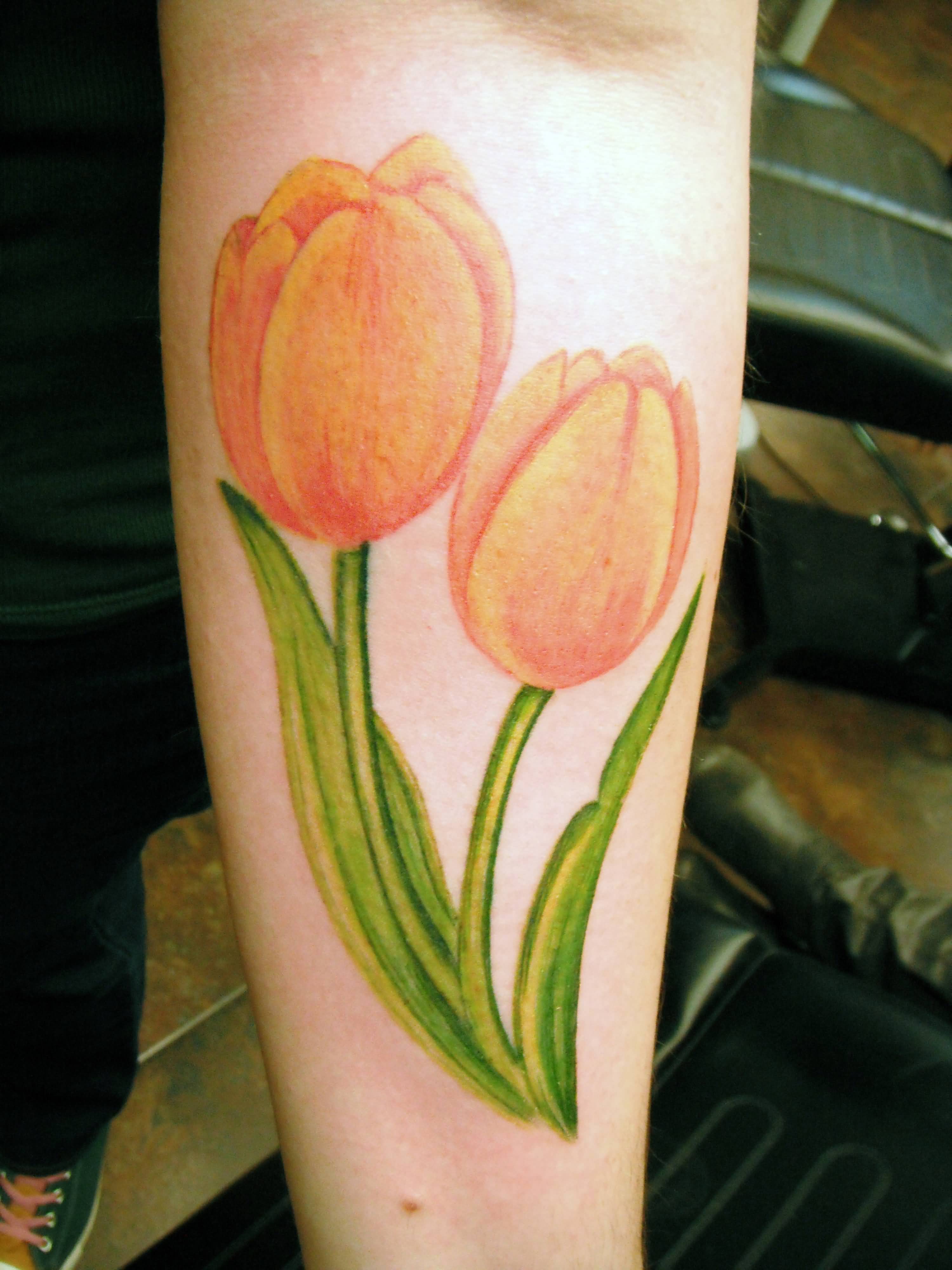 Left Forearm Tulip Tattoo Idea