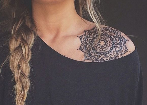 Left Shoulder Mandala Tattoo Idea